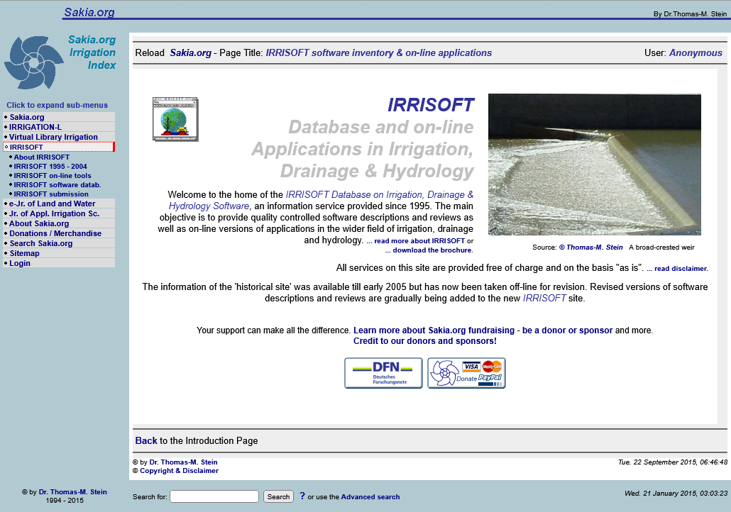 IRRISOFT - Start page as of September 2015 @ Sakia.org IRRISOFT - Start page as of September 2015 @ Sakia.org