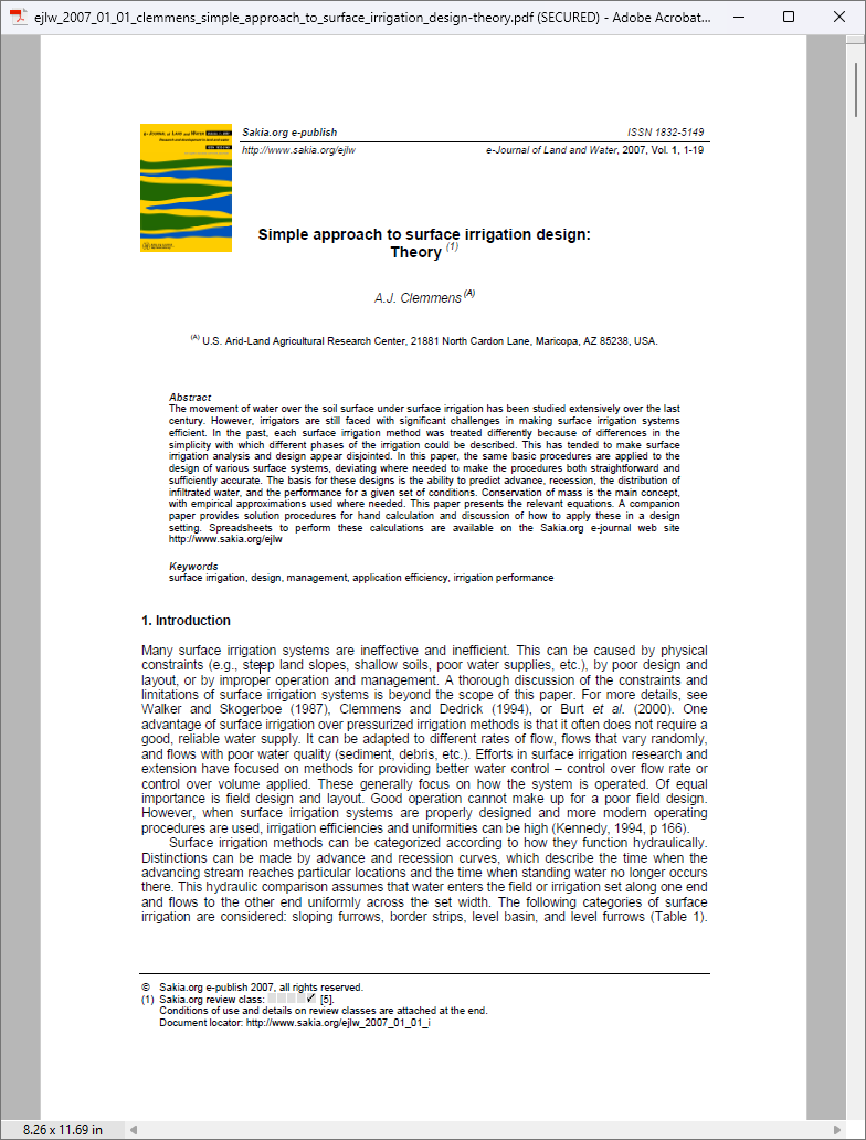 e Journal of Land and Water @ Sakia.org - Click to enlarge e Journal of Land and Water @ Sakia.org